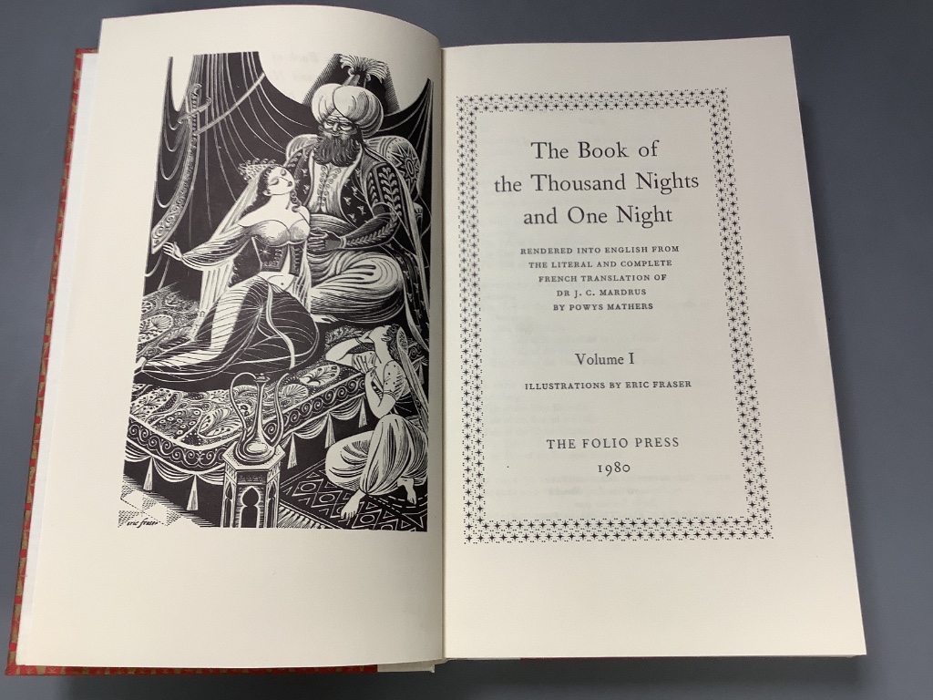 Wilde, Oscar, The Works Of Oscar Wilde: Stories, Plays and Poems, Essays and Letters, cased Folio Society set, 3 vols, together with Mardrus & Mathers, The Book of The Thousand Nights and One Night, cased Folio Society s
